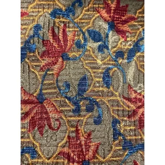 Ermenegildo Zegna Luxury Silk‎ Tie Vibrant Floral Pattern Gold Blue Red Z-101